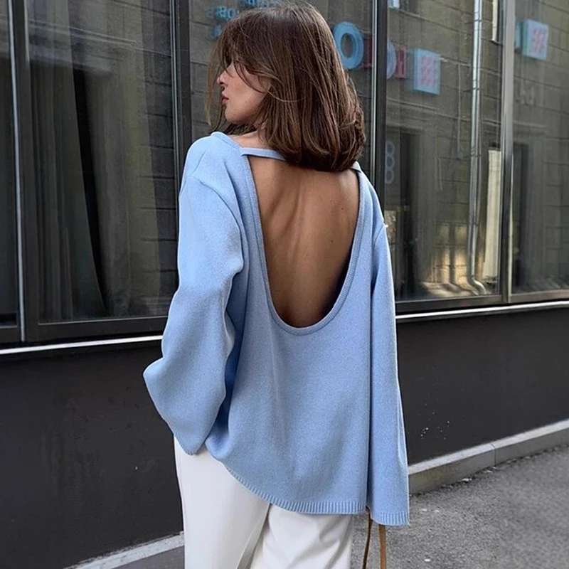 kf-S001be72a0a2840d59713d7d60f81fe58V Luxurious Backless Cotton Sweater - Autumn Winter Pullover