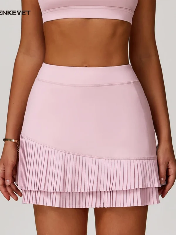Chic High-Waist Pleated Skirt with Pockets for Active Women