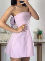 Chic Pink Off-Shoulder Mini Dress for Effortless Elegance - Image 4