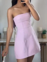 Chic Pink Off-Shoulder Mini Dress for Effortless Elegance - Image 3