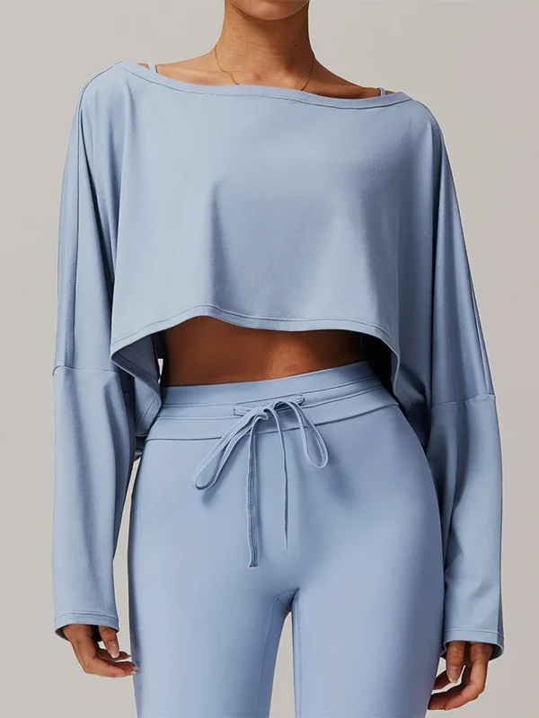 Chic One-Shoulder Bat Sleeve Yoga Hoodie for Every Body