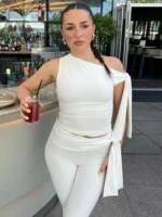 Chic Lace-Up Capri Set: Summer Ready 2-Piece Outfit - Image 2