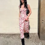 Chic Pink V-Neck Lace-Up Dress for Elegant Summer Events - Image 2