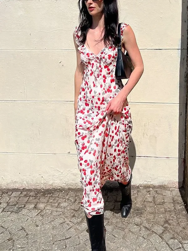 Chic Pink V-Neck Lace-Up Dress for Elegant Summer Events