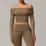 Chic Off-Shoulder Crop Top for Yoga & Fitness Elegance - Image 3