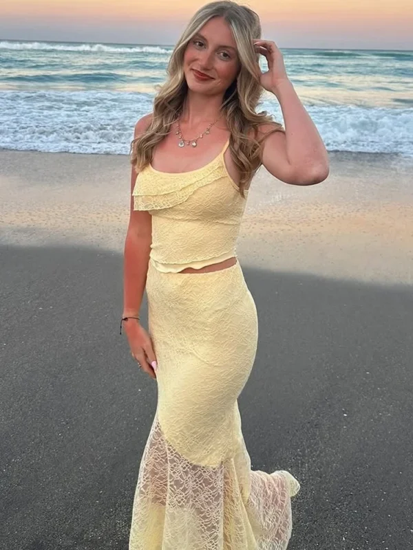 Summer Lace Long Skirt Set - Backless & High-Waisted Elegance