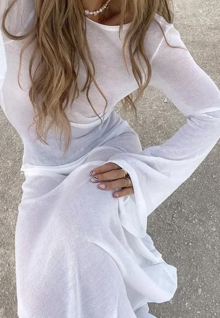 Silk Bow Neck Backless Beach Dress - Resort Maxi A-Line