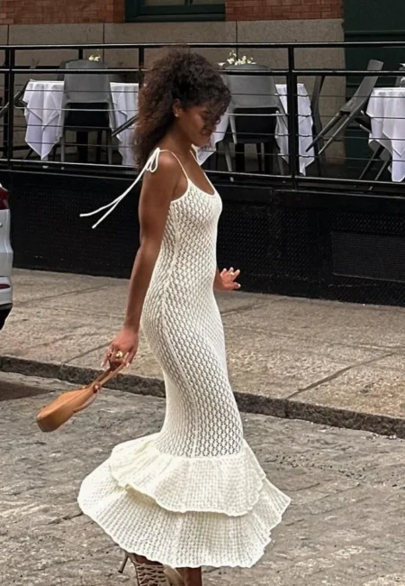 Navy Blue Backless Maxi Dress with Ruffled Elegance for Summer