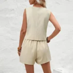 Chic Summer Women's Waistcoat and Shorts Set for Effortless Style - Image 5