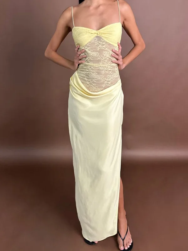 Elegant Lace Spaghetti Strap Dress for Summer Parties