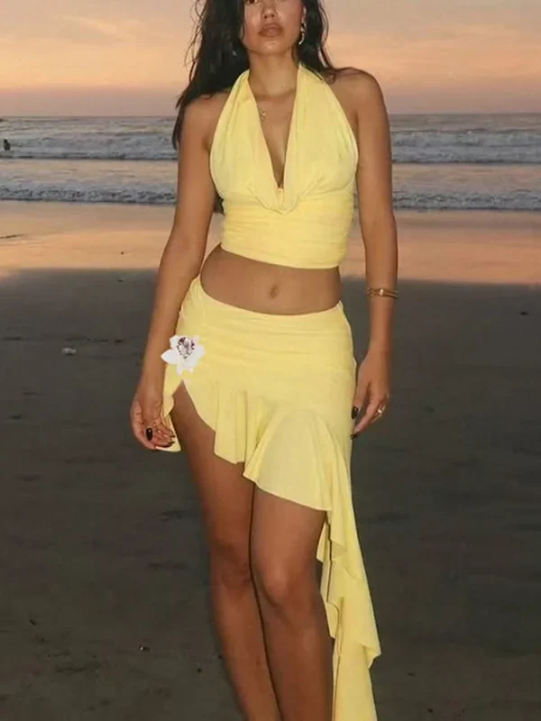 Sunshine Vibes: Chic Two-Piece Summer Dress Set for Women