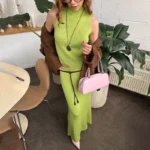 Sophisticated Two-Piece Knitted Dress Set for Modern Women