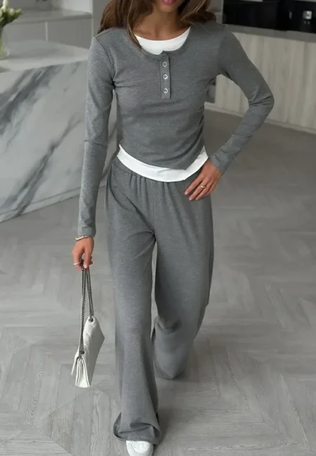 Sophisticated Women's Casual Pants Set with Stylish Patchwork Top