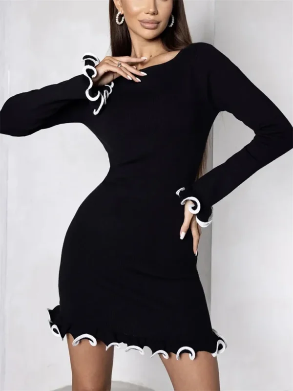 Chic Knitted Mini Dress with Unique Fungus Accents for Women