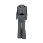 Chic Gray High Waist Pantsuit for Confident Office Style - Image 4