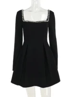 Chic Moopsi Pearl Square Neck Mini Dress for Effortless Style - Image 6