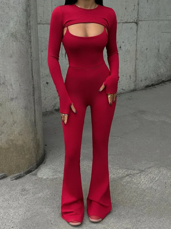 Elegant Hollow Out Jumpsuit Set for Modern Women