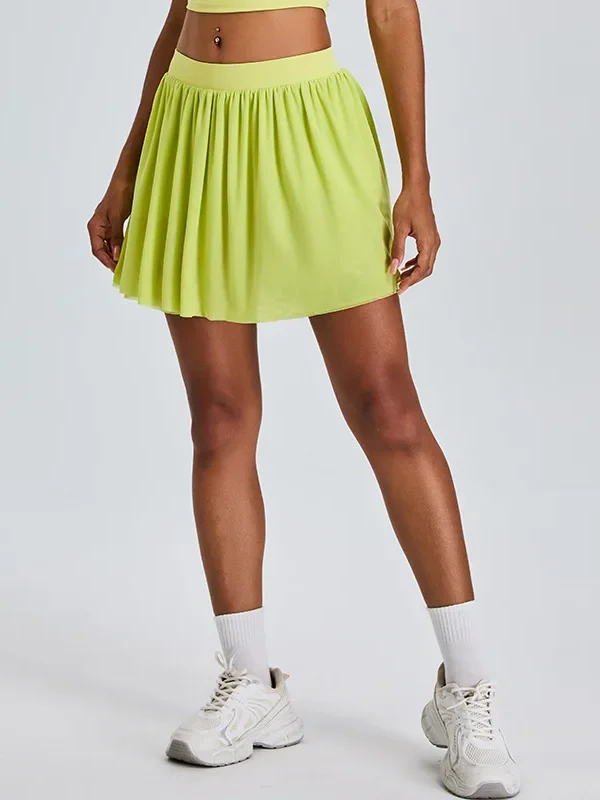 High-Waist Tennis Skirt with Pockets - Quick Dry Activewear