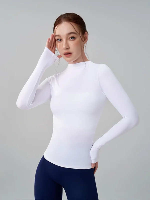 Elegant Women's Yoga Top - Half-High Collar Fitness Shirt