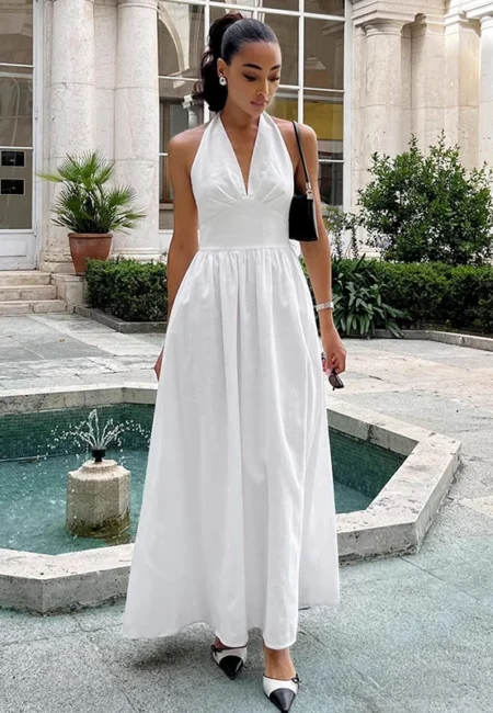 V-Neck A-Line Maxi Dress for Effortless Summer Elegance