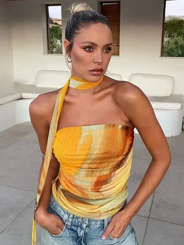 Vibrant Yellow Strapless Vest Top - Stylish & Comfortable