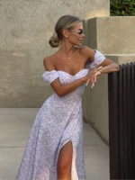 Wolfeel Off-Shoulder Floral Dress for Summer Elegance - Image 5