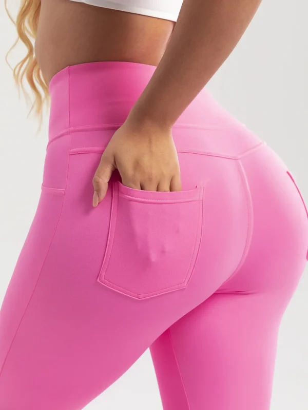 Chic High Waist Flared Yoga Pants with Pockets for Women