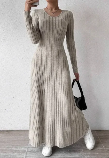 Luxe Knit A-Line Maxi Dress - Ankle Length Streetwear Style