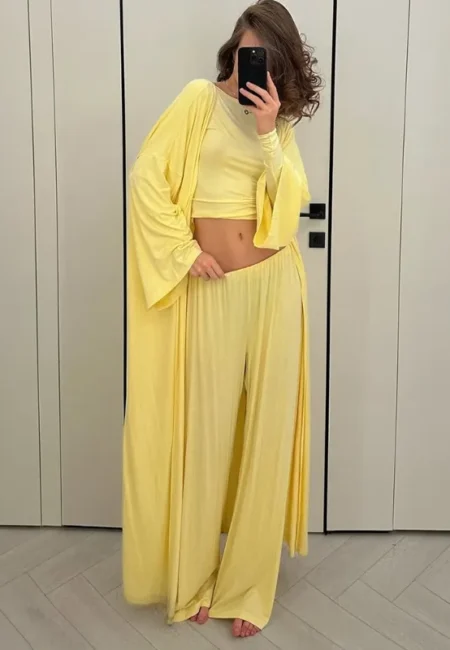 Professional 3-Piece Office Trouser Set with Cardigan