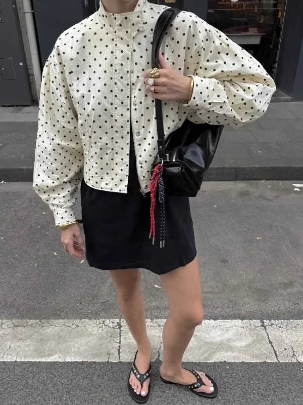 Vintage Polka Dot Jacket for Chic Office & Casual Style