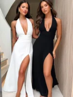 Elegant Moopsi Halter Backless Maxi Dress for Summer Soirées - Image 3