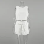 Summer Elegance: Linad Chic Vest & High-Waist Shorts Set - Image 4