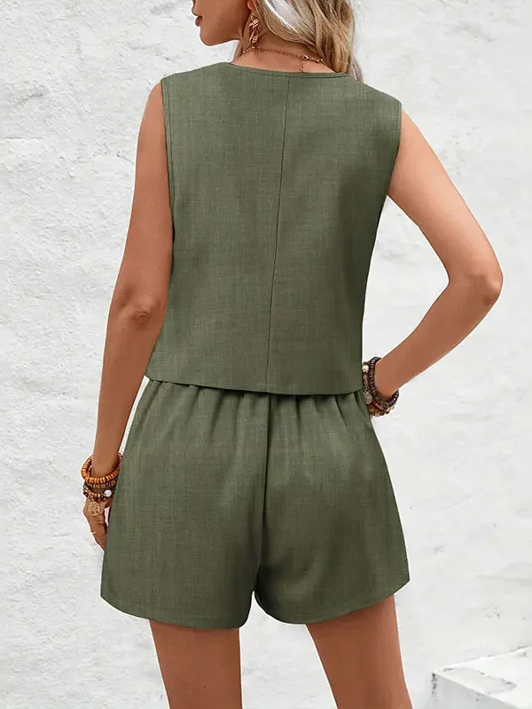 Chic Summer Women's Waistcoat and Shorts Set for Effortless Style