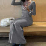 Chic Lace Long Sleeve Top & High Waist Skirt Set for Women - Image 6