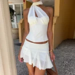 Chic Summer Skirt Set: Halter Top & Pleated Mini for Allure - Image 2