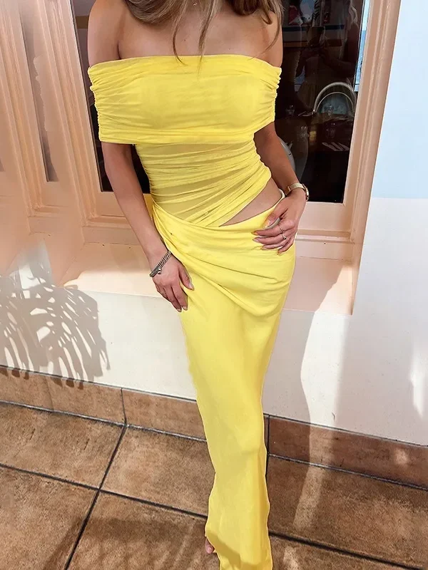 Sophisticated One Shoulder Hollow Long Dress for Glam Events