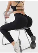 Seamless Ribbed Yoga Pants for Women - Scrunch Butt Leggings