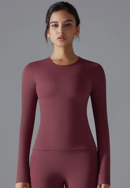 Luxurious Long Sleeve Yoga Shirt for Women - Breathable Fitness Top