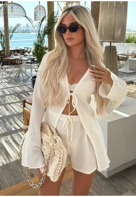 Effortless Elegance V-Neck Two-Piece Set for Stylish Women