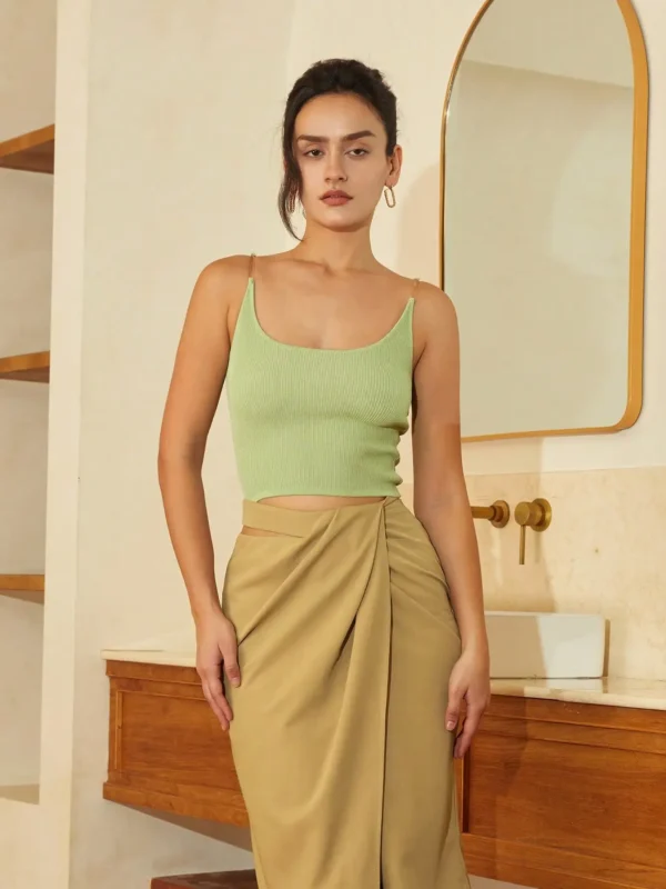 Mint Green Viscose Tank Top - Breathable Summer Knit Camisole