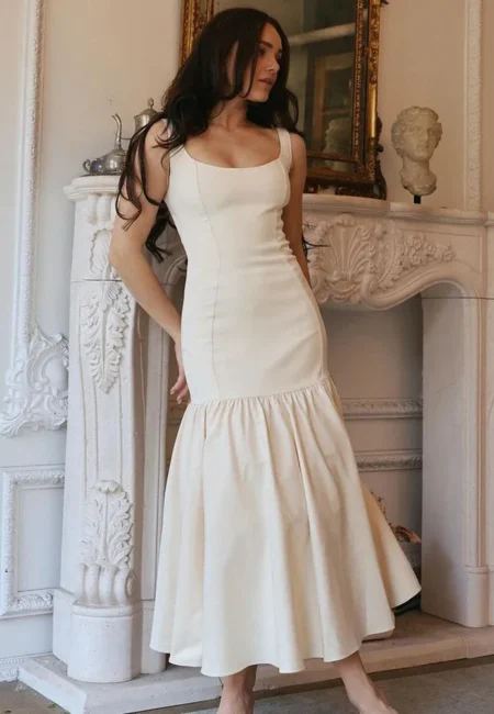 Elegant Off-Shoulder Sundress for Women - Ruffle Maxi Style