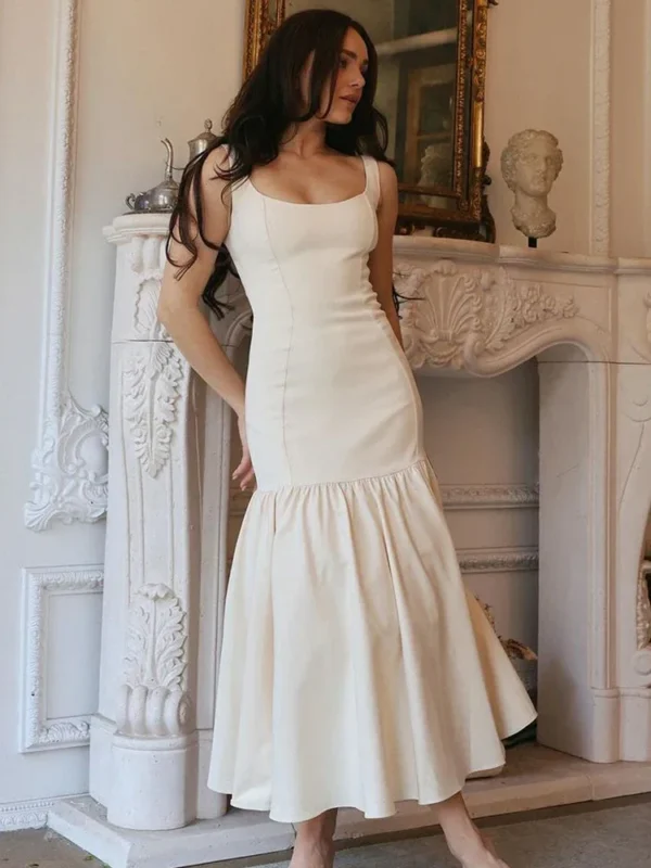 Elegant Off-Shoulder Sundress for Women - Ruffle Maxi Style