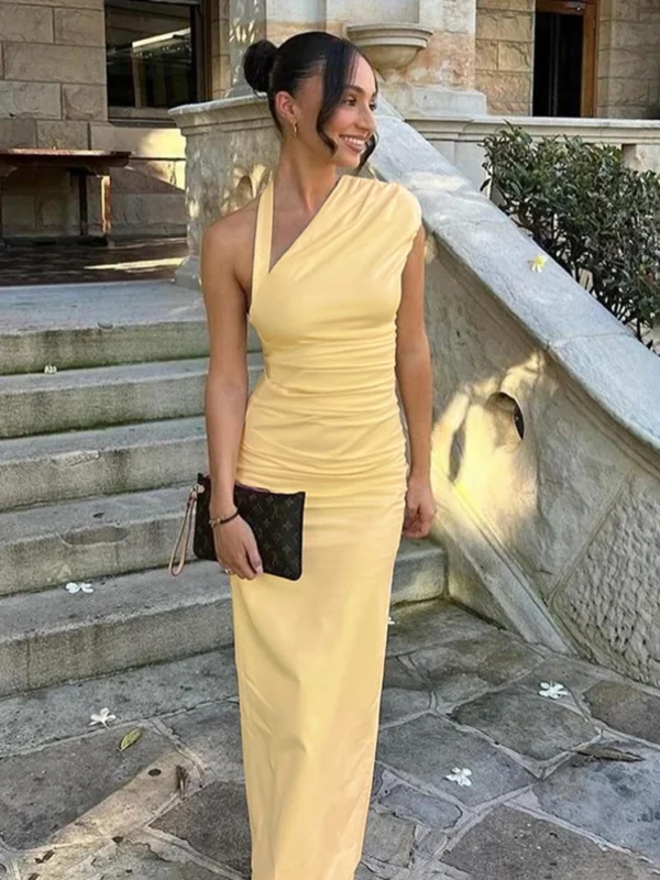 Chic Slanted Collar Halter Dress - Backless Bodycon Style