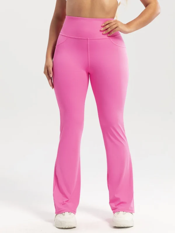 Chic High Waist Flared Yoga Pants with Pockets for Women
