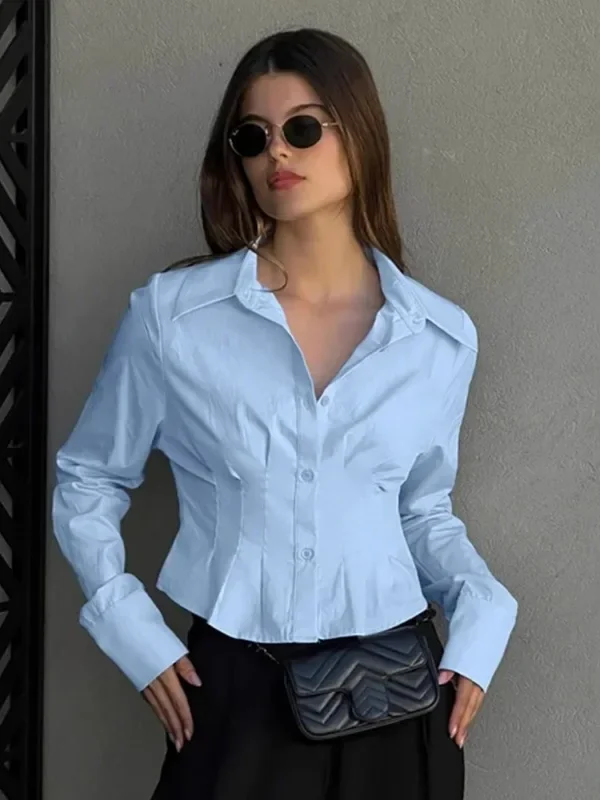 Tuularose Women's Elegant Lapel Shirt for Casual Office Chic