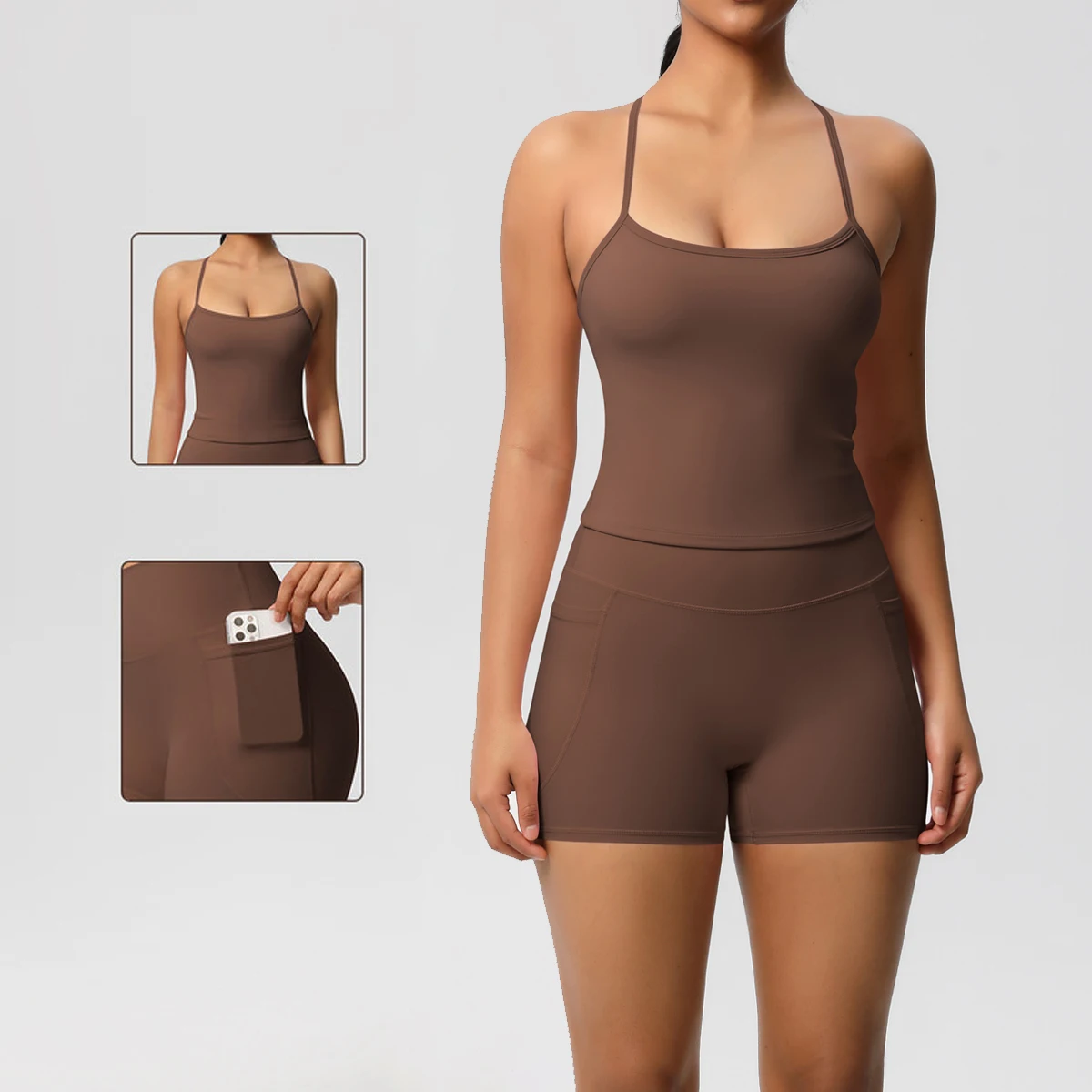 kf-S61557e3789ed46cb872bf3dd73ba00f6m Luxe Pocket Activewear Set - Crossover Bra & Leggings Combo