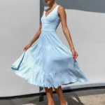 Elegant A-Line Pleated Long Dress for Modern Women - Image 5