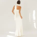 Elegant White Ribbon Fishtail Dress - Strapless Backless Gown - Image 2