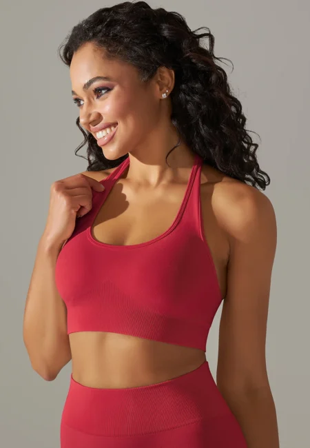 Halter Neck Yoga Bra for Women - Seamless Comfort & Style