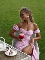 Wolfeel Off-Shoulder Floral Dress for Summer Elegance - Image 3